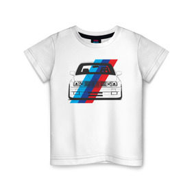 Детская футболка хлопок с принтом BMW M3 (E30) (M флаг) в Тюмени, 100% хлопок | круглый вырез горловины, полуприлегающий силуэт, длина до линии бедер | bmw | bmw m3 | bmw m3 e30 | e30 | m3 | бмв | бмв м3 | м3