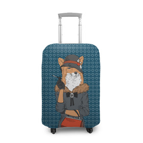 Чехол для чемодана 3D с принтом Модница лиса в Тюмени, 86% полиэфир, 14% спандекс | двустороннее нанесение принта, прорези для ручек и колес | fox | foxy | животное | зима | лис | лиса | лисенок | лисы | милая | пальто | пушистая | пушистик | рыжая