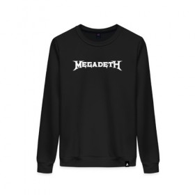 Женский свитшот хлопок с принтом MEGADETH в Тюмени, 100% хлопок | прямой крой, круглый вырез, на манжетах и по низу широкая трикотажная резинка  | megadeth | дэвид эллефсон | дэйв мастейн | кико лоурейро