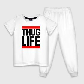Детская пижама хлопок с принтом THUG LIFE в Тюмени, 100% хлопок |  брюки и футболка прямого кроя, без карманов, на брюках мягкая резинка на поясе и по низу штанин
 | Тематика изображения на принте: 2pac | thug life | tupac | tupac shakur | жизнь головореза | тупак | тупак шакур