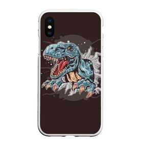 Чехол для iPhone XS Max матовый с принтом T-Rex в Тюмени, Силикон | Область печати: задняя сторона чехла, без боковых панелей | art | dino | dinos | dinosaur | raptor | style | trex | velociraptor | арт | динозавр | мир юрского периода | ти рекс | ящер