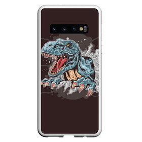 Чехол для Samsung Galaxy S10 с принтом T-Rex в Тюмени, Силикон | Область печати: задняя сторона чехла, без боковых панелей | Тематика изображения на принте: art | dino | dinos | dinosaur | raptor | style | trex | velociraptor | арт | динозавр | мир юрского периода | ти рекс | ящер