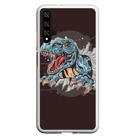 Чехол для Honor 20 с принтом T-Rex в Тюмени, Силикон | Область печати: задняя сторона чехла, без боковых панелей | art | dino | dinos | dinosaur | raptor | style | trex | velociraptor | арт | динозавр | мир юрского периода | ти рекс | ящер