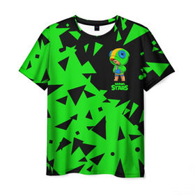 Мужская футболка 3D с принтом Brawl Stars в Тюмени, 100% полиэфир | прямой крой, круглый вырез горловины, длина до линии бедер | brawl | crow | game | leon | spike | stars | ворон | игра | леон | спайк
