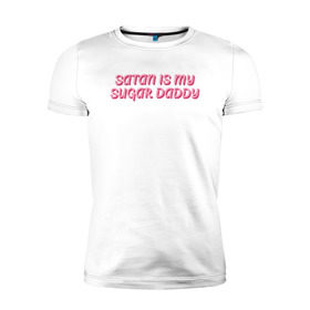 Мужская футболка премиум с принтом satan is my sugar daddy в Тюмени, 92% хлопок, 8% лайкра | приталенный силуэт, круглый вырез ворота, длина до линии бедра, короткий рукав | 80 е | 90 е | cute | daddy | satan | любовь | милая | мило | ретро | сериалы