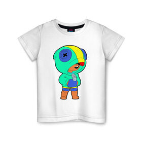Детская футболка хлопок с принтом Brawl Stars LEON в Тюмени, 100% хлопок | круглый вырез горловины, полуприлегающий силуэт, длина до линии бедер | brawl | brawl stars | crow | leon | stars | бравл | бравл старс | браво старс | игра | компьютерная | кров | леон | онлайн | старс