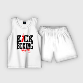 Детская пижама с шортами хлопок с принтом Kick boxing Queen в Тюмени,  |  | Тематика изображения на принте: boxer | boxing | kick boxing | kickboxing | mma | queen | бокс | боксер | кик боксинг | кикбоксинг | королева бокса | тайский бокс