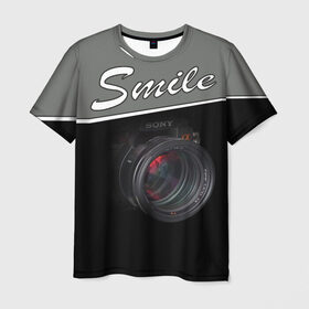 Мужская футболка 3D с принтом Smile в Тюмени, 100% полиэфир | прямой крой, круглый вырез горловины, длина до линии бедер | camera | smile | sony | зеркалка | камера | съёмка | улыбочку | фотик | фотоаппарат | фотограф | фотография | фотосъёмка