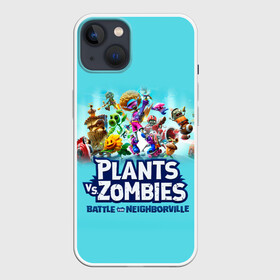 Чехол для iPhone 13 с принтом Plants vs. Zombies в Тюмени,  |  | Тематика изображения на принте: battle | game | plants vs zombies | plants vs zombies battle for neighborville | zombie | битва | битва за нейборвиль | зомби | игра | надпись | растения | растения против зомби