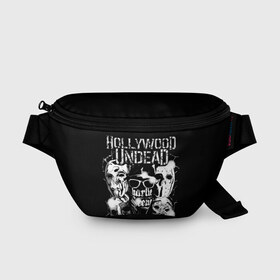 Поясная сумка 3D с принтом Hollywood Undead в Тюмени, 100% полиэстер | плотная ткань, ремень с регулируемой длиной, внутри несколько карманов для мелочей, основное отделение и карман с обратной стороны сумки застегиваются на молнию | Тематика изображения на принте: charlie scene | danny | funny man | hollywood undead | hu | j dog | johnny 3 tears | голливудская нежить | голубь | голубь с гранатой | граната | ню метал | рэп метал | рэп рок