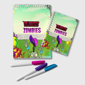 Блокнот с принтом PLANTS VS ZOMBIES в Тюмени, 100% бумага | 48 листов, плотность листов — 60 г/м2, плотность картонной обложки — 250 г/м2. Листы скреплены удобной пружинной спиралью. Цвет линий — светло-серый
 | Тематика изображения на принте: garden warfare | pl | plants | plants vs. zombies | plants vs. zombies: garden warfare | popcap | zombies | кактус | картошка | подсолнух | растения против зомби | сад