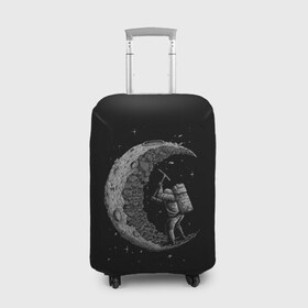 Чехол для чемодана 3D с принтом Лунокоп в Тюмени, 86% полиэфир, 14% спандекс | двустороннее нанесение принта, прорези для ручек и колес | cat | galaxy | moon | nasa | space | вселенная | галактика | звезды | космонавт | космос | луна | наса | скафандр