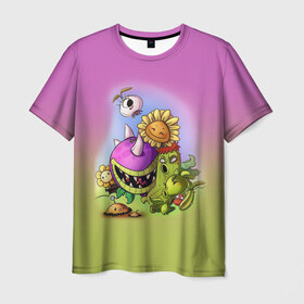 Мужская футболка 3D с принтом Plants vs. Zombies в Тюмени, 100% полиэфир | прямой крой, круглый вырез горловины, длина до линии бедер | plants vs. zombies | зомби | игра | компьютерная игра | против | растения | растения против зомби