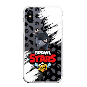 Чехол для iPhone XS Max матовый с принтом BRAWL STARS CROW в Тюмени, Силикон | Область печати: задняя сторона чехла, без боковых панелей | 8 bit | 8 бит. | 8bit | 8бит | android | brawl stars | colt | crow | games | leon | penny | poco | shelly | spike | wanted | брав | бравл старс | звезды | игры | мобильные игры | старс