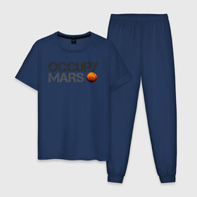 Мужская пижама хлопок с принтом SPACE X в Тюмени, 100% хлопок | брюки и футболка прямого кроя, без карманов, на брюках мягкая резинка на поясе и по низу штанин
 | cosmos | elon musk | galaxy | mars | robot | rockets | space | space x | tesla | universe | андроид | галактика | илон маск | космос | марс | пришельцы | ракеты | робот | спейс икс | тесла