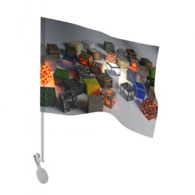 Флаг для автомобиля с принтом MINECRAFT BLOX в Тюмени, 100% полиэстер | Размер: 30*21 см | craft | creeper | dungeon | dungeons | earth | game | logo | mine | minecraft | mobile | online | дунгеонс | земля | зомби | игра | крипер | лого | майкрафт | майнкрафт | мобайл | онлайн | подземелье | подземелья