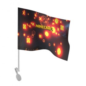 Флаг для автомобиля с принтом MINECRAFT в Тюмени, 100% полиэстер | Размер: 30*21 см | craft | creeper | dungeon | dungeons | earth | game | logo | mine | minecraft | mobile | online | дунгеонс | земля | зомби | игра | крипер | лого | майкрафт | майнкрафт | мобайл | онлайн | подземелье | подземелья