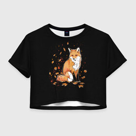 Женская футболка Cropp-top с принтом FOX в Тюмени, 100% полиэстер | круглая горловина, длина футболки до линии талии, рукава с отворотами | 20 | 2020 | animal | animals | forest | fox | redhead | животное | животные | зима | лес | лис | лиса | лисица | новый год | рыжая | фыр