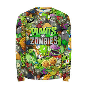 Мужской лонгслив 3D с принтом PLANTS VS ZOMBIES в Тюмени, 100% полиэстер | длинные рукава, круглый вырез горловины, полуприлегающий силуэт | Тематика изображения на принте: battle | plants | plants vs zombies | pvsz | vs | zombies | растения против зомби