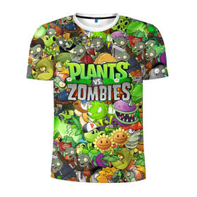 Мужская футболка 3D спортивная с принтом PLANTS VS ZOMBIES в Тюмени, 100% полиэстер с улучшенными характеристиками | приталенный силуэт, круглая горловина, широкие плечи, сужается к линии бедра | Тематика изображения на принте: battle | plants | plants vs zombies | pvsz | vs | zombies | растения против зомби