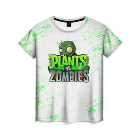 Женская футболка 3D с принтом Plants vs. Zombies в Тюмени, 100% полиэфир ( синтетическое хлопкоподобное полотно) | прямой крой, круглый вырез горловины, длина до линии бедер | plants vs. zombies | зомби | игра | компьютерная игра | против | растения | растения против зомби