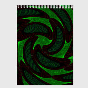 Скетчбук с принтом орнамент в Тюмени, 100% бумага
 | 48 листов, плотность листов — 100 г/м2, плотность картонной обложки — 250 г/м2. Листы скреплены сверху удобной пружинной спиралью | Тематика изображения на принте: зелёный | орнамент | спираль | черный