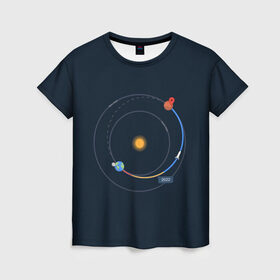 Женская футболка 3D с принтом Земля - Марс в Тюмени, 100% полиэфир ( синтетическое хлопкоподобное полотно) | прямой крой, круглый вырез горловины, длина до линии бедер | 2022 | cat | elon | galaxy | mars | moon | musk | nasa | space | spacex | tesla | вселенная | галактика | звезды | илон | космонавт | космос | луна | марс | маск | наса | скафандр | тесла