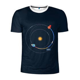 Мужская футболка 3D спортивная с принтом Земля - Марс в Тюмени, 100% полиэстер с улучшенными характеристиками | приталенный силуэт, круглая горловина, широкие плечи, сужается к линии бедра | Тематика изображения на принте: 2022 | cat | elon | galaxy | mars | moon | musk | nasa | space | spacex | tesla | вселенная | галактика | звезды | илон | космонавт | космос | луна | марс | маск | наса | скафандр | тесла