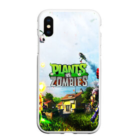 Чехол для iPhone XS Max матовый с принтом PLANTS VS ZOMBIES в Тюмени, Силикон | Область печати: задняя сторона чехла, без боковых панелей | garden warfare | plants | plants vs. zombies | plants vs. zombies: garden warfare | popcap | zombies | кактус | картошка | подсолнух | растения против зомби | сад