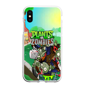 Чехол для iPhone XS Max матовый с принтом PLANTS VS ZOMBIES в Тюмени, Силикон | Область печати: задняя сторона чехла, без боковых панелей | garden warfare | plants | plants vs. zombies | plants vs. zombies: garden warfare | popcap | zombies | кактус | картошка | подсолнух | растения против зомби | сад