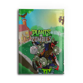 Обложка для автодокументов с принтом PLANTS VS. ZOMBIES в Тюмени, натуральная кожа |  размер 19,9*13 см; внутри 4 больших “конверта” для документов и один маленький отдел — туда идеально встанут права | Тематика изображения на принте: garden warfare | plants | plants vs. zombies | plants vs. zombies: garden warfare | popcap | zombies | кактус | картошка | подсолнух | растения против зомби | сад