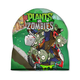 Шапка 3D с принтом PLANTS VS. ZOMBIES в Тюмени, 100% полиэстер | универсальный размер, печать по всей поверхности изделия | garden warfare | plants | plants vs. zombies | plants vs. zombies: garden warfare | popcap | zombies | кактус | картошка | подсолнух | растения против зомби | сад