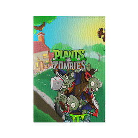 Обложка для паспорта матовая кожа с принтом PLANTS VS. ZOMBIES в Тюмени, натуральная матовая кожа | размер 19,3 х 13,7 см; прозрачные пластиковые крепления | garden warfare | plants | plants vs. zombies | plants vs. zombies: garden warfare | popcap | zombies | кактус | картошка | подсолнух | растения против зомби | сад