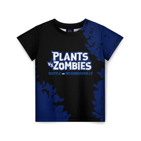 Детская футболка 3D с принтом Plants vs. Zombies в Тюмени, 100% гипоаллергенный полиэфир | прямой крой, круглый вырез горловины, длина до линии бедер, чуть спущенное плечо, ткань немного тянется | battle | game | plants vs zombies | plants vs zombies battle for neighborville | zombie | битва | битва за нейборвиль | зомби | игра | надпись | растения | растения против зомби