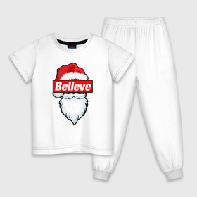 Детская пижама хлопок с принтом Санта в Тюмени, 100% хлопок |  брюки и футболка прямого кроя, без карманов, на брюках мягкая резинка на поясе и по низу штанин
 | 20 | 2020 | believe | christmas | claus | hipster | merry | new | santa | supreme | year | год | дед | клаус | мороз | новый | новый год | праздник | рождество | санта | супреме | суприм | суприме | хипстер