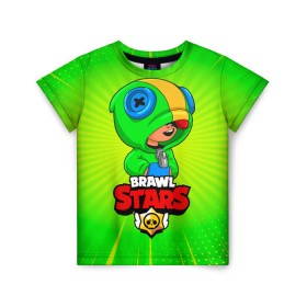 Детская футболка 3D с принтом BRAWL STARS LEON в Тюмени, 100% гипоаллергенный полиэфир | прямой крой, круглый вырез горловины, длина до линии бедер, чуть спущенное плечо, ткань немного тянется | brawl stars | leon