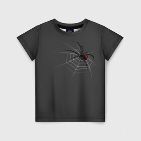 Детская футболка 3D с принтом Паук в Тюмени, 100% гипоаллергенный полиэфир | прямой крой, круглый вырез горловины, длина до линии бедер, чуть спущенное плечо, ткань немного тянется | animal | animals | poison | spider | venom | вдова | животные | каракурт | паук | паутина | паучок | черная | черная вдова | яд