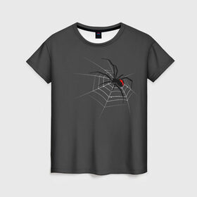 Женская футболка 3D с принтом Паук в Тюмени, 100% полиэфир ( синтетическое хлопкоподобное полотно) | прямой крой, круглый вырез горловины, длина до линии бедер | animal | animals | poison | spider | venom | вдова | животные | каракурт | паук | паутина | паучок | черная | черная вдова | яд