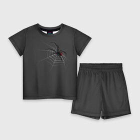 Детский костюм с шортами 3D с принтом Паук в Тюмени,  |  | animal | animals | poison | spider | venom | вдова | животные | каракурт | паук | паутина | паучок | черная | черная вдова | яд