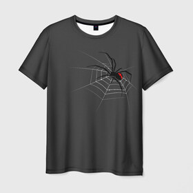 Мужская футболка 3D с принтом Паук в Тюмени, 100% полиэфир | прямой крой, круглый вырез горловины, длина до линии бедер | Тематика изображения на принте: animal | animals | poison | spider | venom | вдова | животные | каракурт | паук | паутина | паучок | черная | черная вдова | яд