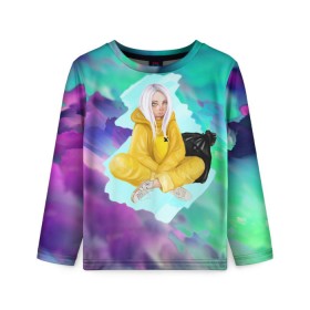 Детский лонгслив 3D с принтом BILLIE EILISH в Тюмени, 100% полиэстер | длинные рукава, круглый вырез горловины, полуприлегающий силуэт
 | bad guy | billie | eilish | ocean eyes | айлиш | билли | девушка | певица | эйлиш