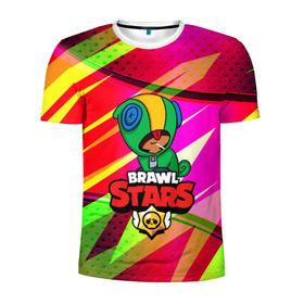 Мужская футболка 3D спортивная с принтом BRAWL STARS LEON в Тюмени, 100% полиэстер с улучшенными характеристиками | приталенный силуэт, круглая горловина, широкие плечи, сужается к линии бедра | android | brawl stars | games | leon | mobile game | stars | игры | леон | мобильные игры