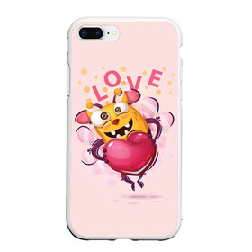 Чехол для iPhone 7Plus/8 Plus матовый с принтом LOVE в Тюмени, Силикон | Область печати: задняя сторона чехла, без боковых панелей | bee | bright | cool | funny | heart | веселый | забавный | прикольный | пчелка | сердце | яркий