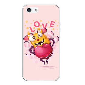 Чехол для iPhone 5/5S матовый с принтом LOVE в Тюмени, Силикон | Область печати: задняя сторона чехла, без боковых панелей | Тематика изображения на принте: bee | bright | cool | funny | heart | веселый | забавный | прикольный | пчелка | сердце | яркий