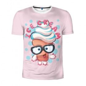 Мужская футболка 3D спортивная с принтом ICE CREAM в Тюмени, 100% полиэстер с улучшенными характеристиками | приталенный силуэт, круглая горловина, широкие плечи, сужается к линии бедра | bright | funny | ice cream | sweet | веселый | мороженое | очки | прикольный | сладкое | яркий забавный