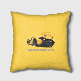 Подушка 3D с принтом McLaren P1 в Тюмени, наволочка – 100% полиэстер, наполнитель – холлофайбер (легкий наполнитель, не вызывает аллергию). | состоит из подушки и наволочки. Наволочка на молнии, легко снимается для стирки | 