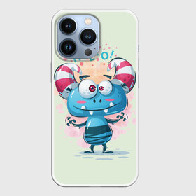 Чехол для iPhone 13 Pro с принтом HELLO в Тюмени,  |  | Тематика изображения на принте: bright | cute monsters | fun | funny | веселый | милый монстрик | прикольный | яркий забавный