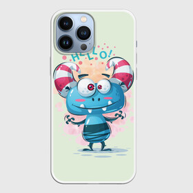 Чехол для iPhone 13 Pro Max с принтом HELLO в Тюмени,  |  | Тематика изображения на принте: bright | cute monsters | fun | funny | веселый | милый монстрик | прикольный | яркий забавный