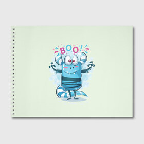 Альбом для рисования с принтом BOO в Тюмени, 100% бумага
 | матовая бумага, плотность 200 мг. | Тематика изображения на принте: bright | cute monsters | fun | funny | веселый | милый монстрик | прикольный | яркий забавный