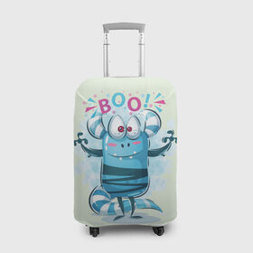 Чехол для чемодана 3D с принтом BOO в Тюмени, 86% полиэфир, 14% спандекс | двустороннее нанесение принта, прорези для ручек и колес | bright | cute monsters | fun | funny | веселый | милый монстрик | прикольный | яркий забавный